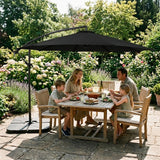 Zweefparasol 3 m met Vierkante Parasolvoet - Zwart