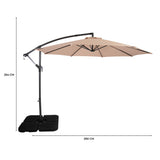 Zweefparasol 3 m met Vierkante Parasolvoet - Beige