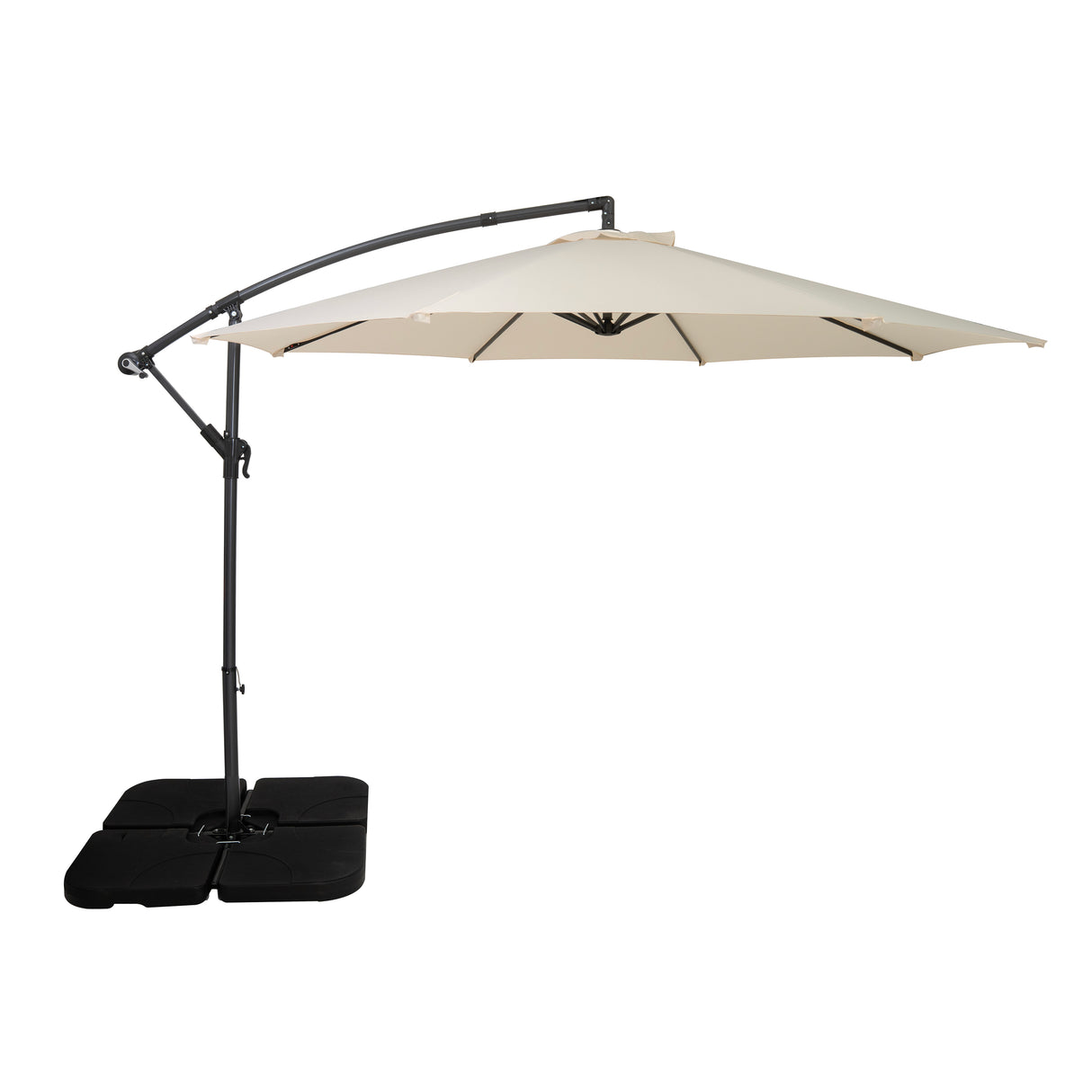 Zweefparasol 3 m met Vierkante Parasolvoet - Crème