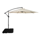 Zweefparasol 3 m met Vierkante Parasolvoet - Crème