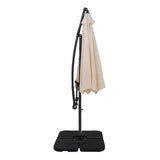 Zweefparasol 3 m met Vierkante Parasolvoet - Crème