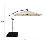 Zweefparasol 3 m met Vierkante Parasolvoet - Crème