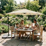 Zweefparasol 3 m met Vierkante Parasolvoet - Crème