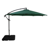 Zweefparasol 3 m met Vierkante Parasolvoet - Groen