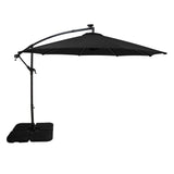 LED Zweefparasol 3 m met Vierkante Parasolvoet - Zwart