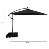 LED Zweefparasol 3 m met Vierkante Parasolvoet - Zwart