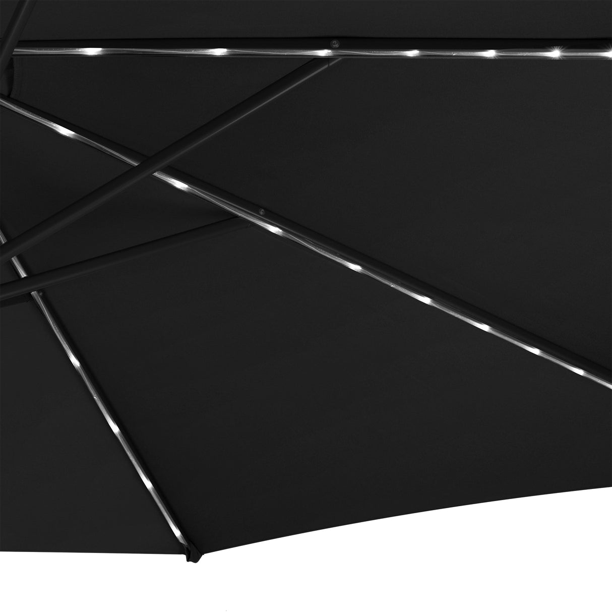 LED Zweefparasol 3 m met Vierkante Parasolvoet - Zwart