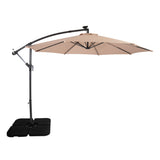 LED Zweefparasol 3 m met Vierkante Parasolvoet - Beige