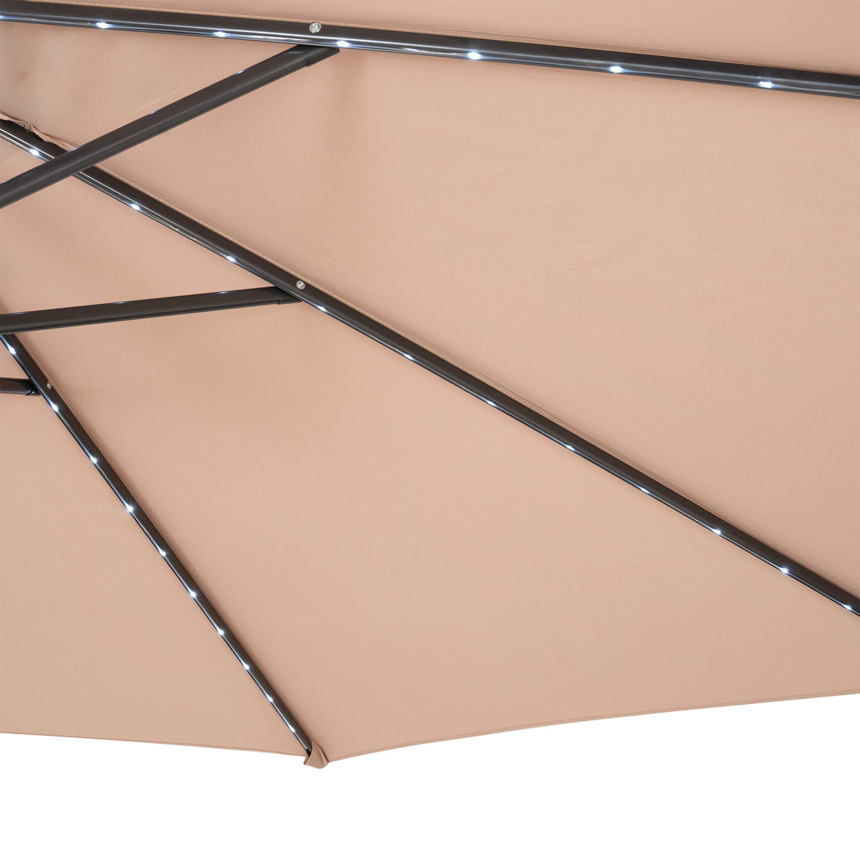 LED Zweefparasol 3 m met Vierkante Parasolvoet - Beige