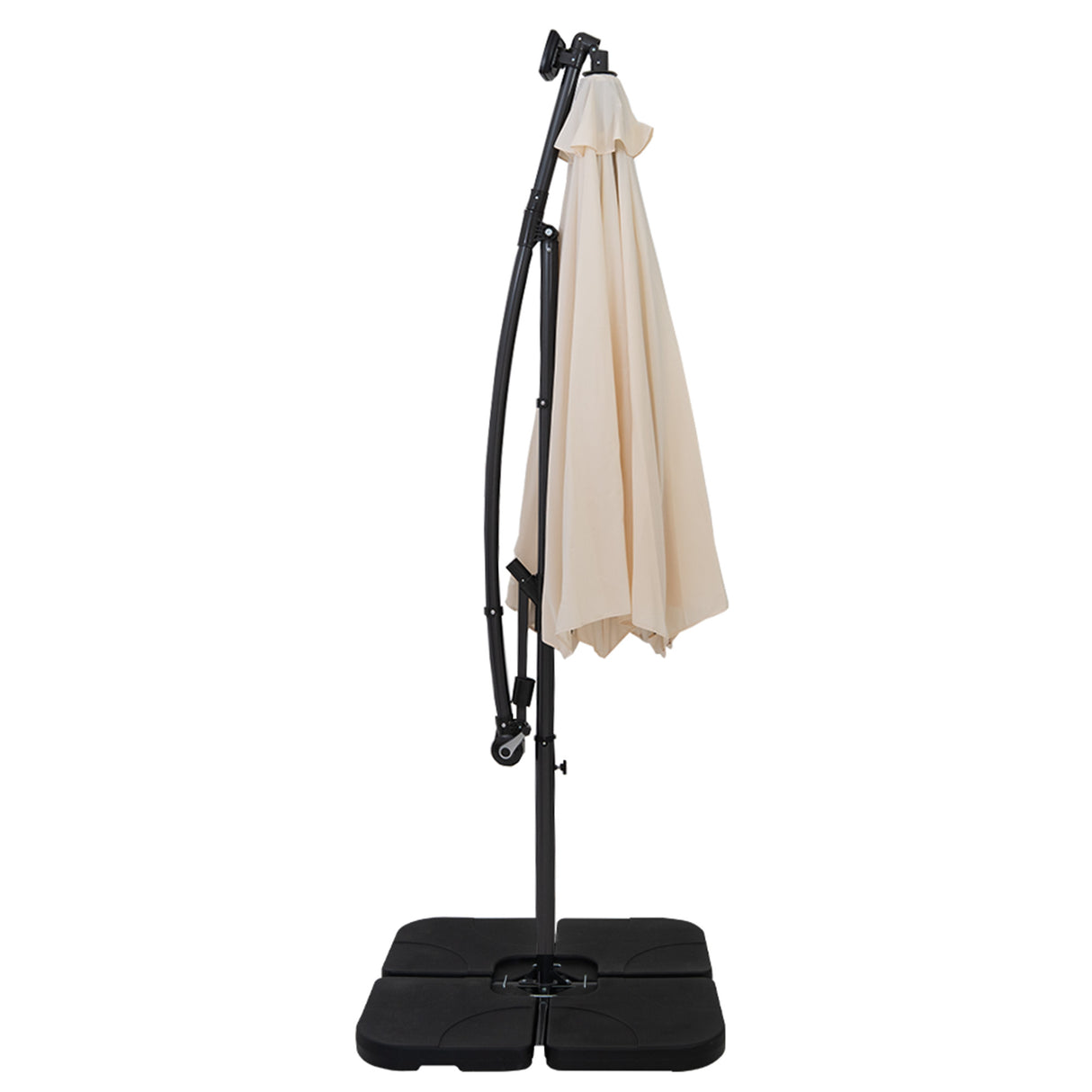 LED Zweefparasol 3 m met Vierkante Parasolvoet - Crème