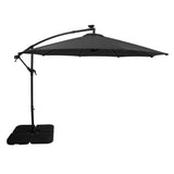LED Zweefparasol 3 m met Vierkante Parasolvoet - Grijs