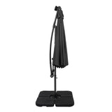 LED Zweefparasol 3 m met Vierkante Parasolvoet - Grijs