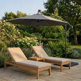 LED Zweefparasol 3 m met Vierkante Parasolvoet - Grijs