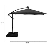 LED Zweefparasol 3 m met Vierkante Parasolvoet - Grijs