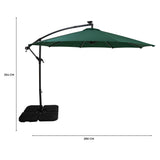 LED Zweefparasol 3 m met Vierkante Parasolvoet - Groen