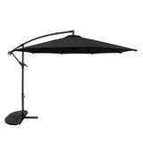 Zweefparasol 3 m met Halfrond 2-Delige Parasolvoet - Zwart