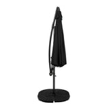 Zweefparasol 3 m met Halfrond 2-Delige Parasolvoet - Zwart