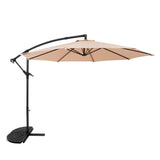 Zweefparasol 3 m met Halfrond 2-Delige Parasolvoet - Beige