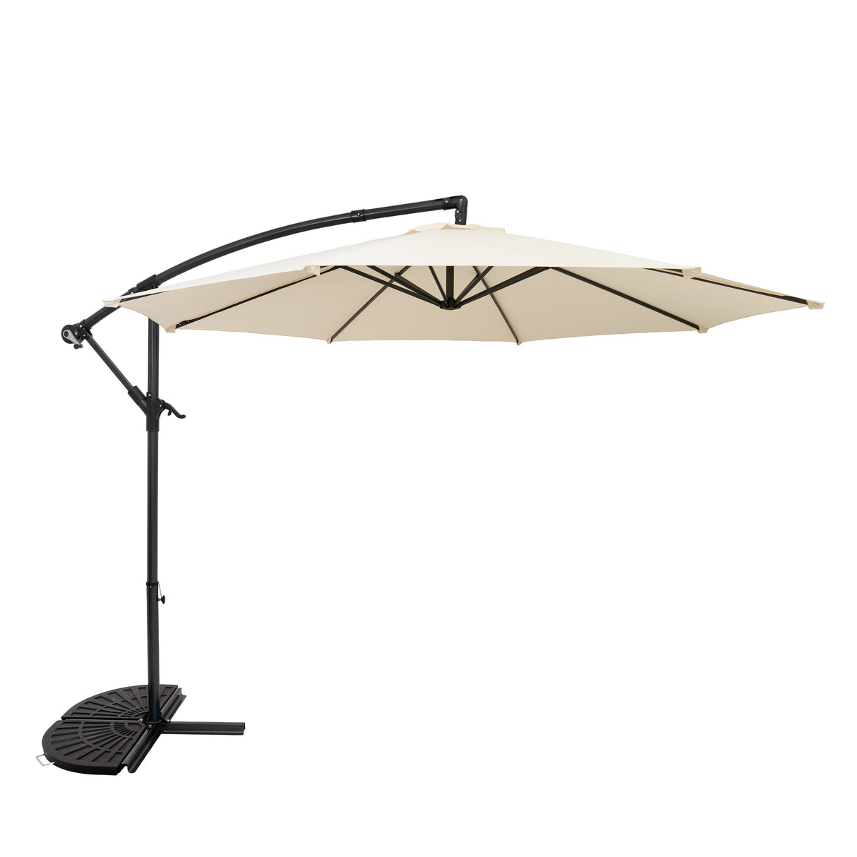 Zweefparasol 3 m met Halfrond 2-Delige Parasolvoet - Crème
