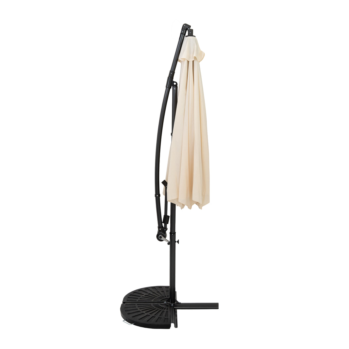 Zweefparasol 3 m met Halfrond 2-Delige Parasolvoet - Crème