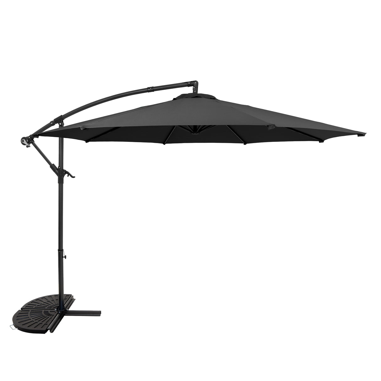 Zweefparasol 3 m met Halfrond 2-Delige Parasolvoet - Grijs