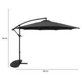 Zweefparasol 3 m met Halfrond 2-Delige Parasolvoet - Grijs