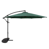 Zweefparasol 3 m met Halfrond 2-Delige Parasolvoet - Groen