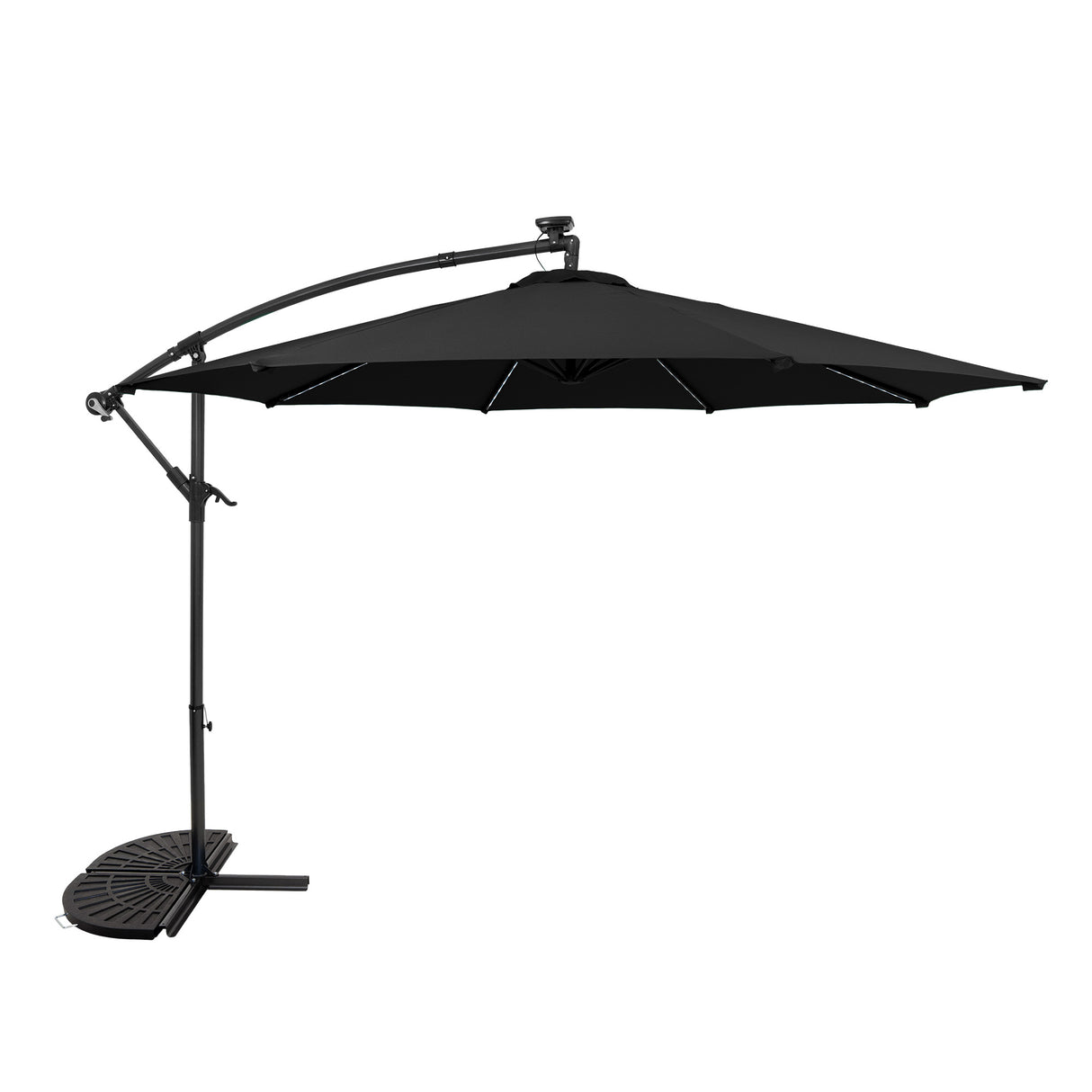 LED Zweefparasol 3 m met Halfrond 2-Delige Parasolvoet - Zwart