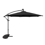 LED Zweefparasol 3 m met Halfrond 2-Delige Parasolvoet - Zwart