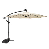 LED Zweefparasol 3 m met Halfrond 2-Delige Parasolvoet - Crème