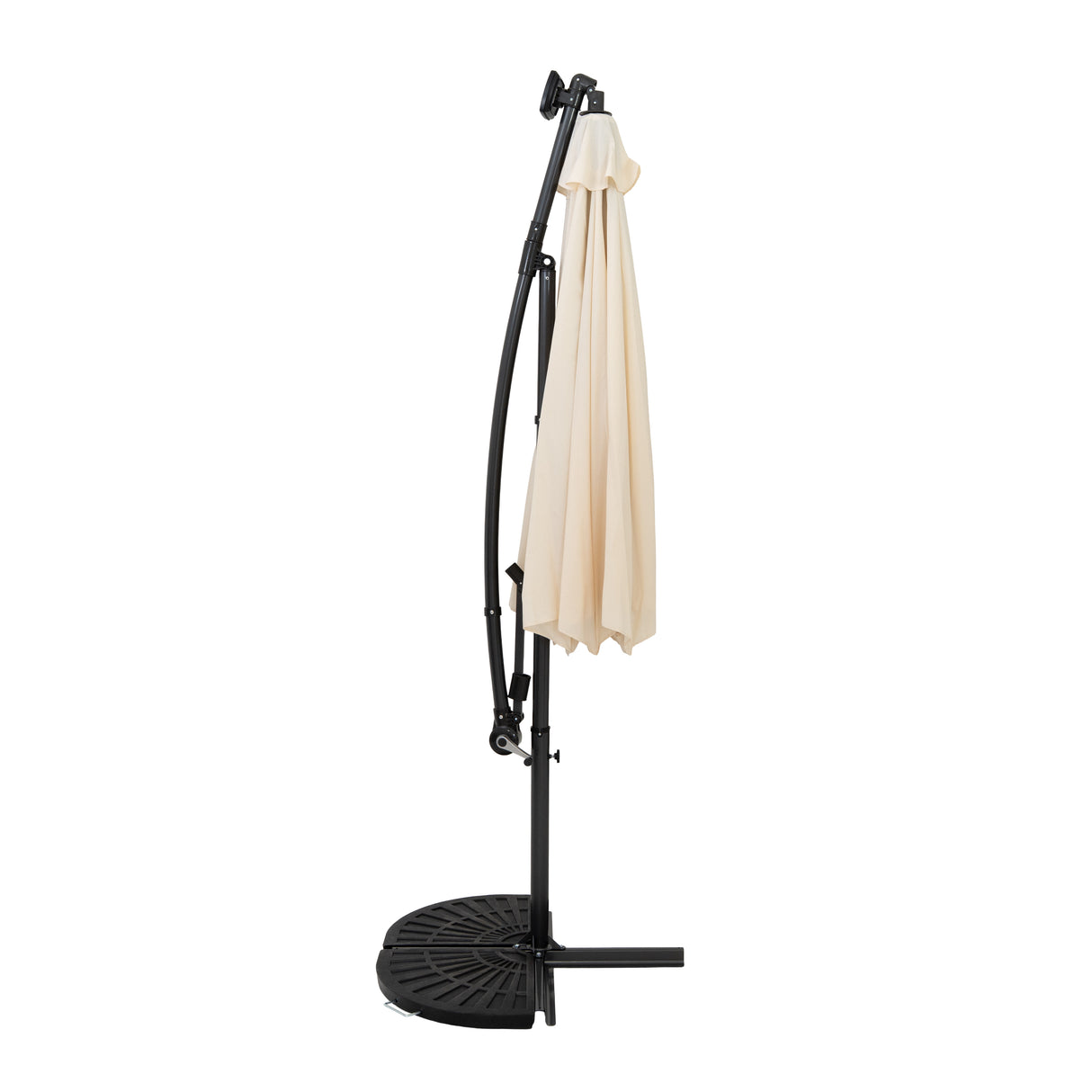 LED Zweefparasol 3 m met Halfrond 2-Delige Parasolvoet - Crème