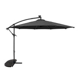 LED Zweefparasol 3 m met Halfrond 2-Delige Parasolvoet - Grijs