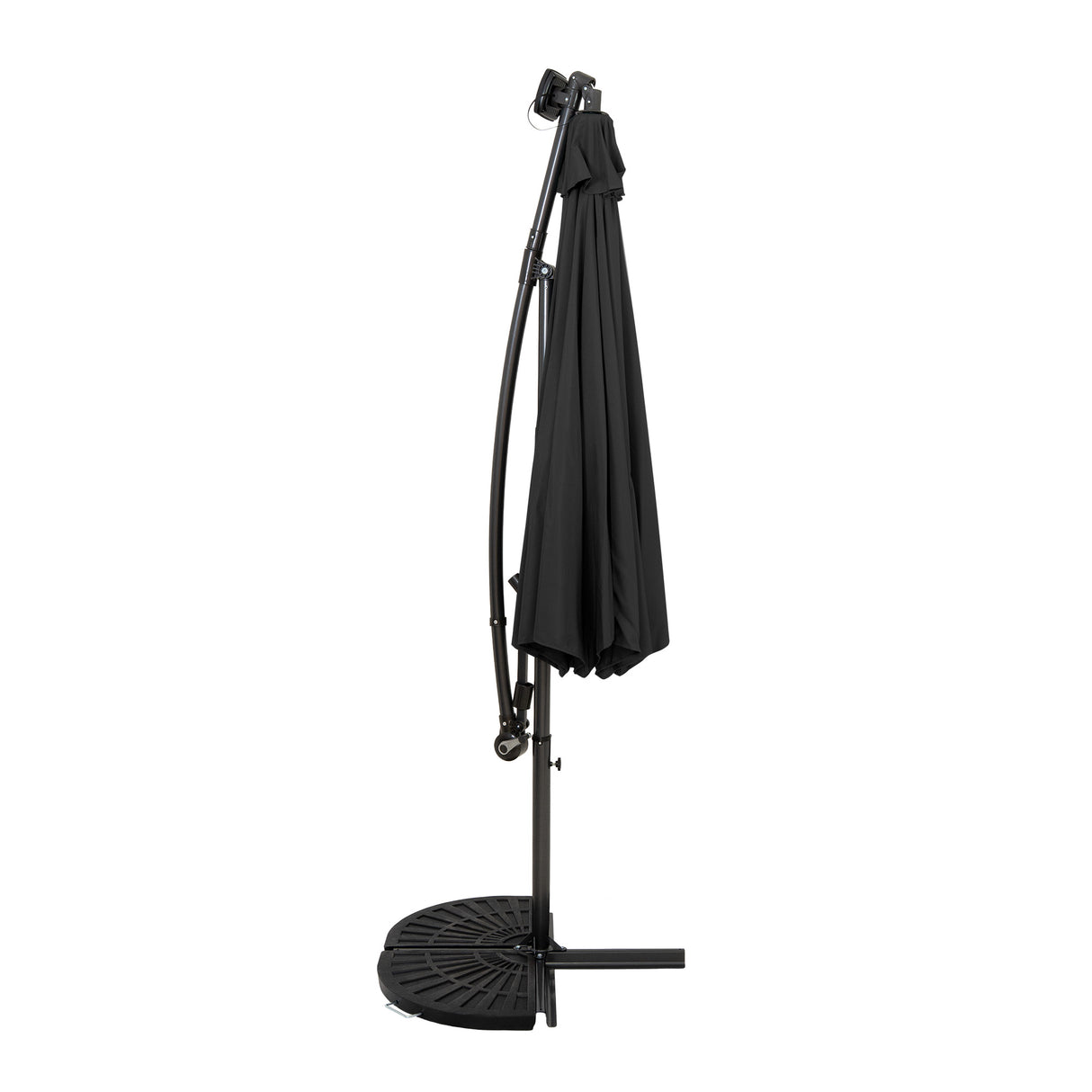 LED Zweefparasol 3 m met Halfrond 2-Delige Parasolvoet - Grijs