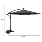 LED Zweefparasol 3 m met Halfrond 2-Delige Parasolvoet - Grijs