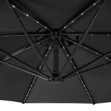 LED Zweefparasol 3 m met Halfrond 2-Delige Parasolvoet - Grijs