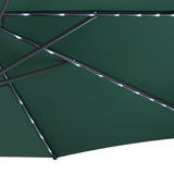 LED Zweefparasol 3 m met Halfrond 2-Delige Parasolvoet - Groen
