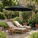 Zweefparasol 3 m met Rond 4-Delige Parasolvoet - Zwart