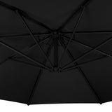 Zweefparasol 3 m met Rond 4-Delige Parasolvoet - Zwart