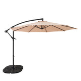 Zweefparasol 3 m met Rond 4-Delige Parasolvoet - Beige