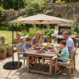 Zweefparasol 3 m met Rond 4-Delige Parasolvoet - Beige