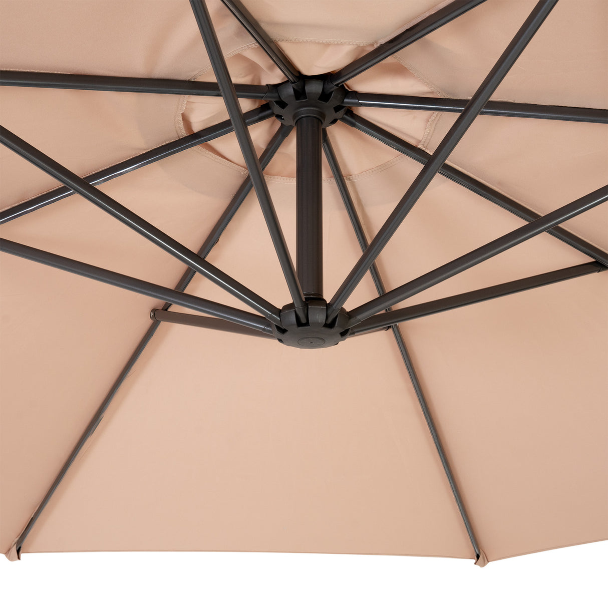 Zweefparasol 3 m met Rond 4-Delige Parasolvoet - Beige