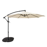 Zweefparasol 3 m met Rond 4-Delige Parasolvoet - Crème