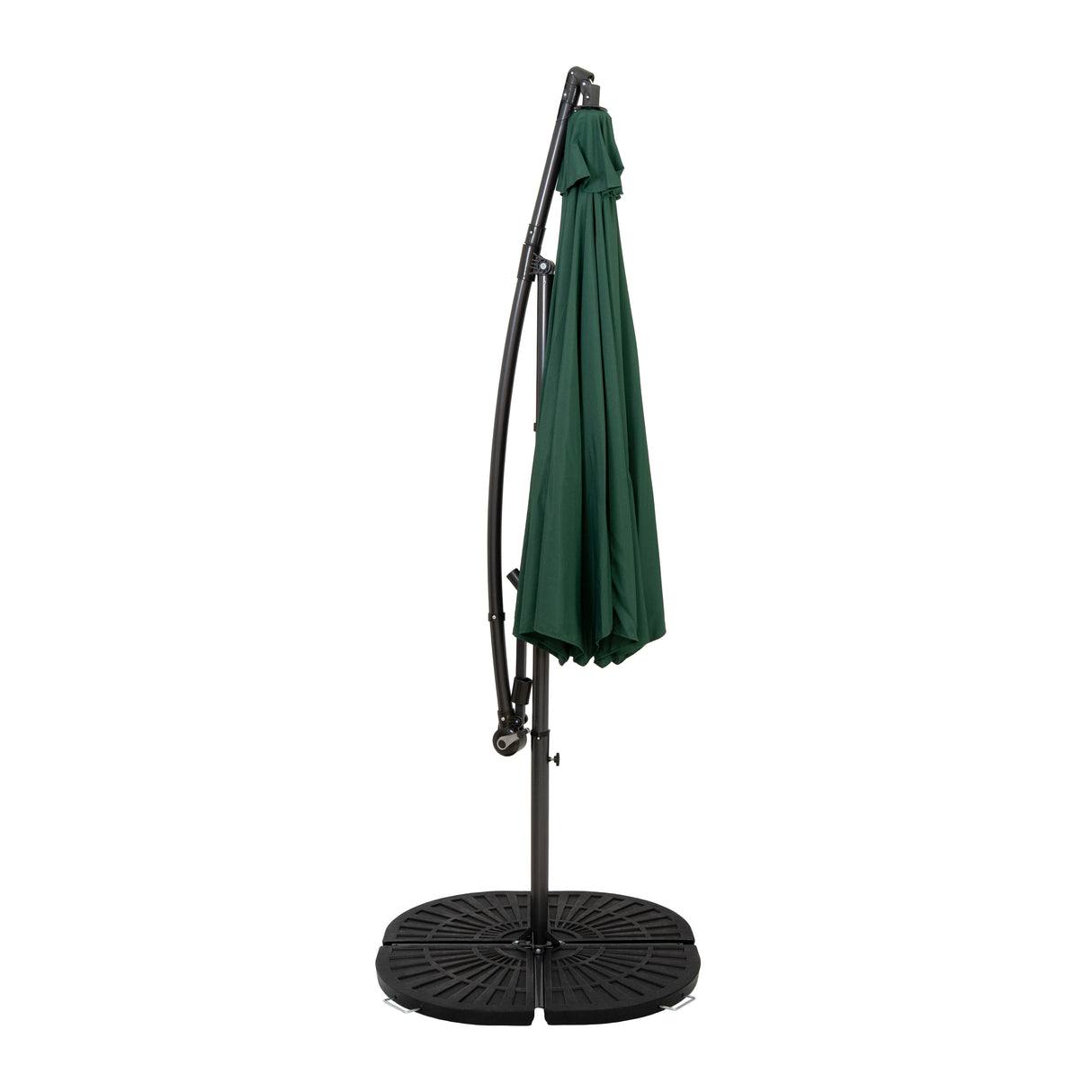 Zweefparasol 3 m met Rond 4-Delige Parasolvoet - Groen