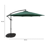Zweefparasol 3 m met Rond 4-Delige Parasolvoet - Groen