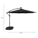 LED Zweefparasol 3 m met Rond 4-Delige Parasolvoet - Zwart