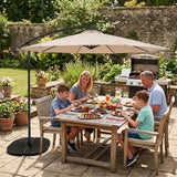 LED Zweefparasol 3 m met Rond 4-Delige Parasolvoet - Beige
