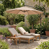 LED Zweefparasol 3 m met Rond 4-Delige Parasolvoet - Beige