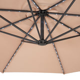 LED Zweefparasol 3 m met Rond 4-Delige Parasolvoet - Beige