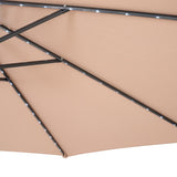 LED Zweefparasol 3 m met Rond 4-Delige Parasolvoet - Beige