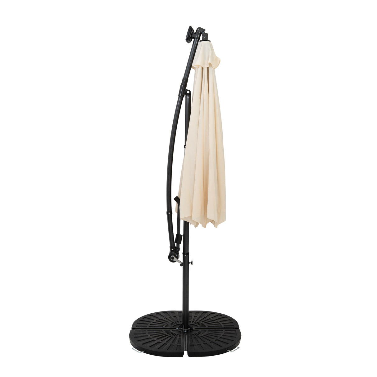 LED Zweefparasol 3 m met Rond 4-Delige Parasolvoet - Crème